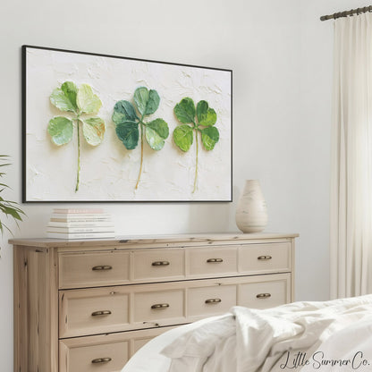 Three Shamrocks Frame TV Art displayed on a TV