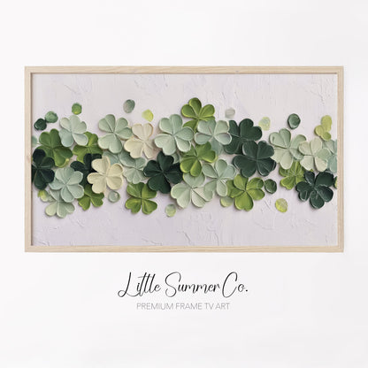 Green Clover Flower Garland Frame TV Art displayed on a TV