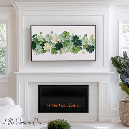 Green Clover Flower Garland Frame TV Art displayed on a TV