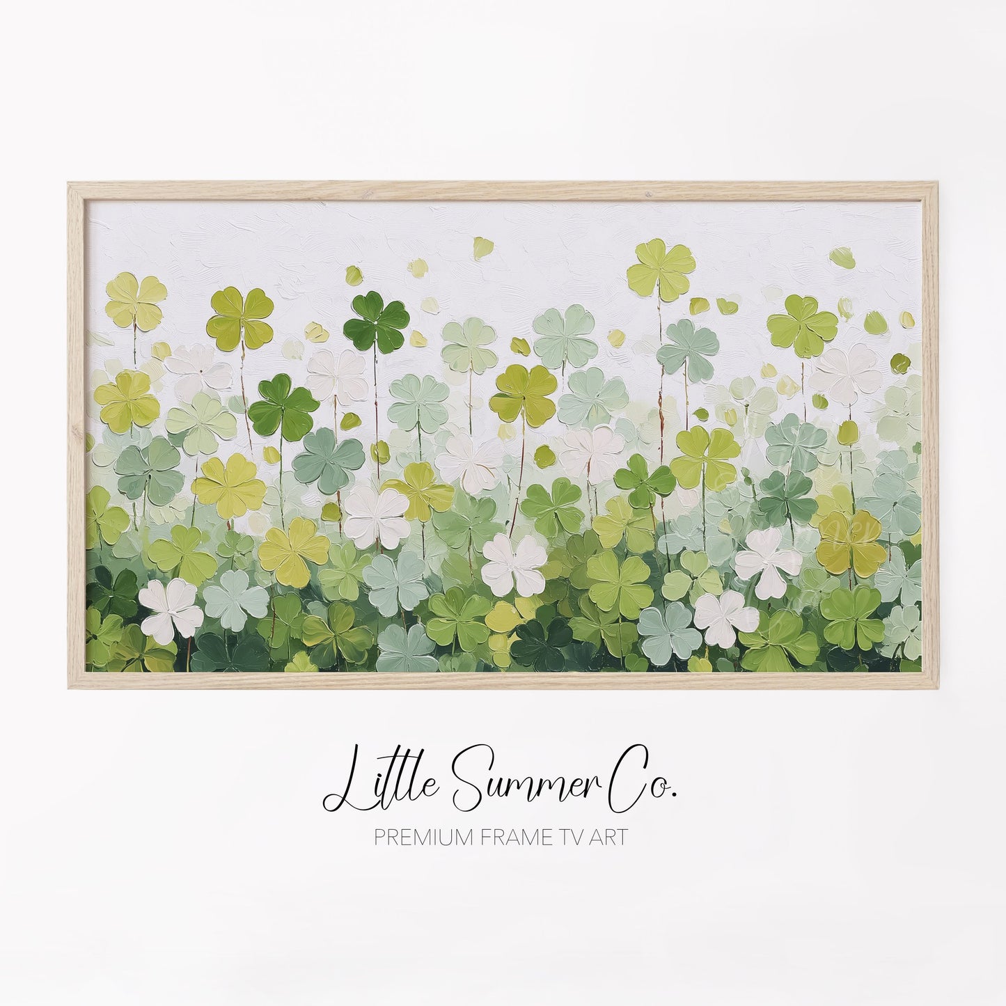 Clover Flower Meadow Frame TV Art displayed on a TV