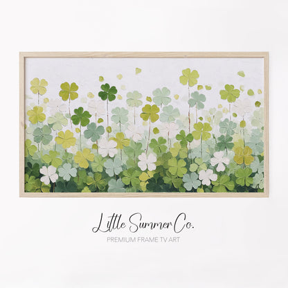 Clover Flower Meadow Frame TV Art displayed on a TV