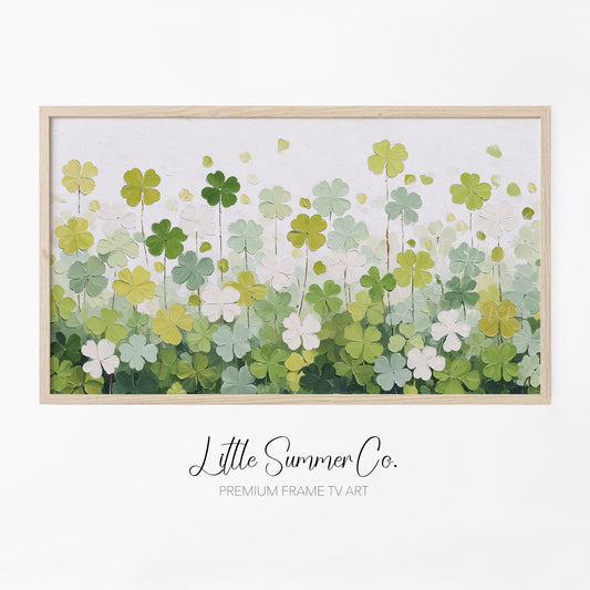 Clover Flower Meadow Frame TV Art displayed on a TV