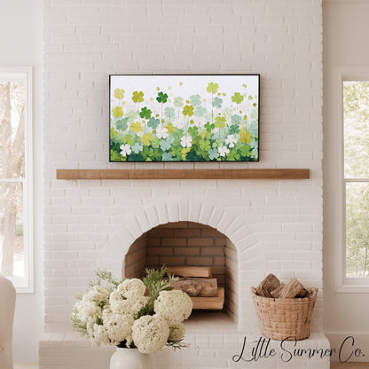 Clover Flower Meadow Frame TV Art displayed on a TV