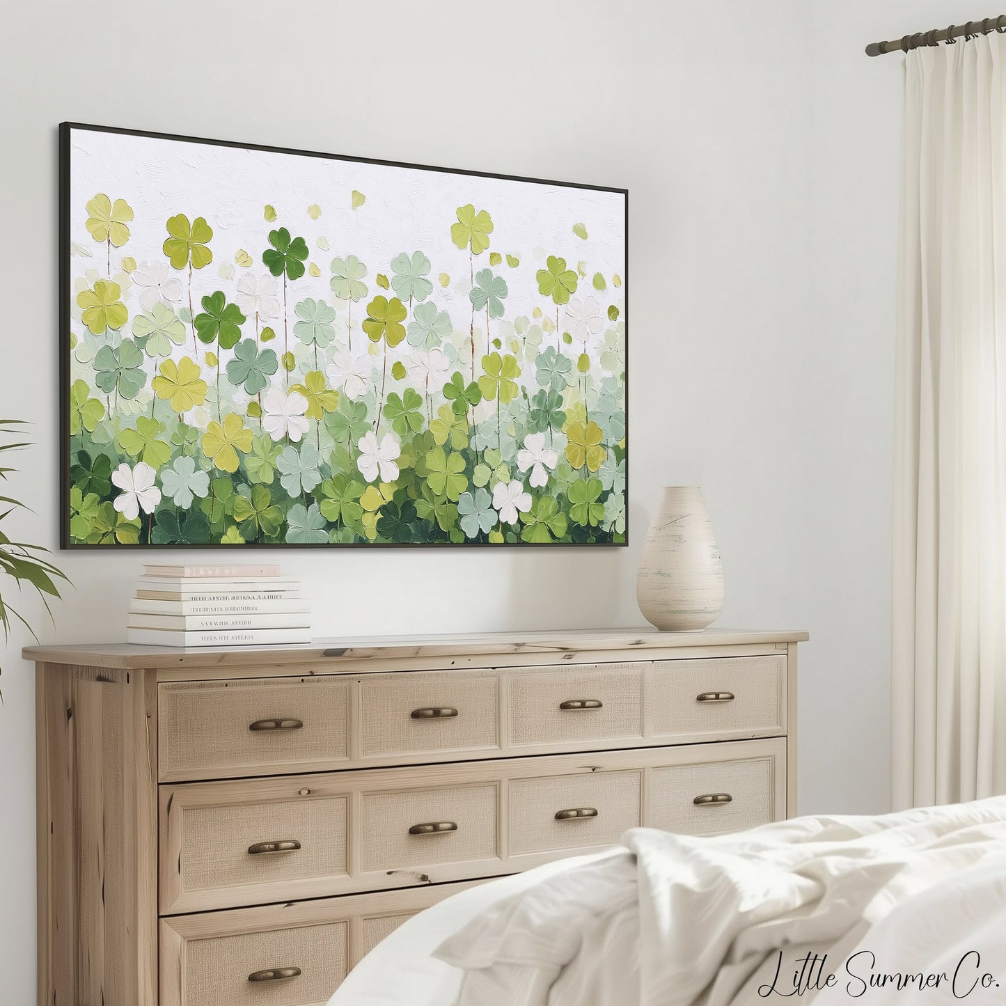 Clover Flower Meadow Frame TV Art displayed on a TV