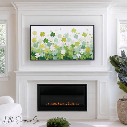 Clover Flower Meadow Frame TV Art displayed on a TV