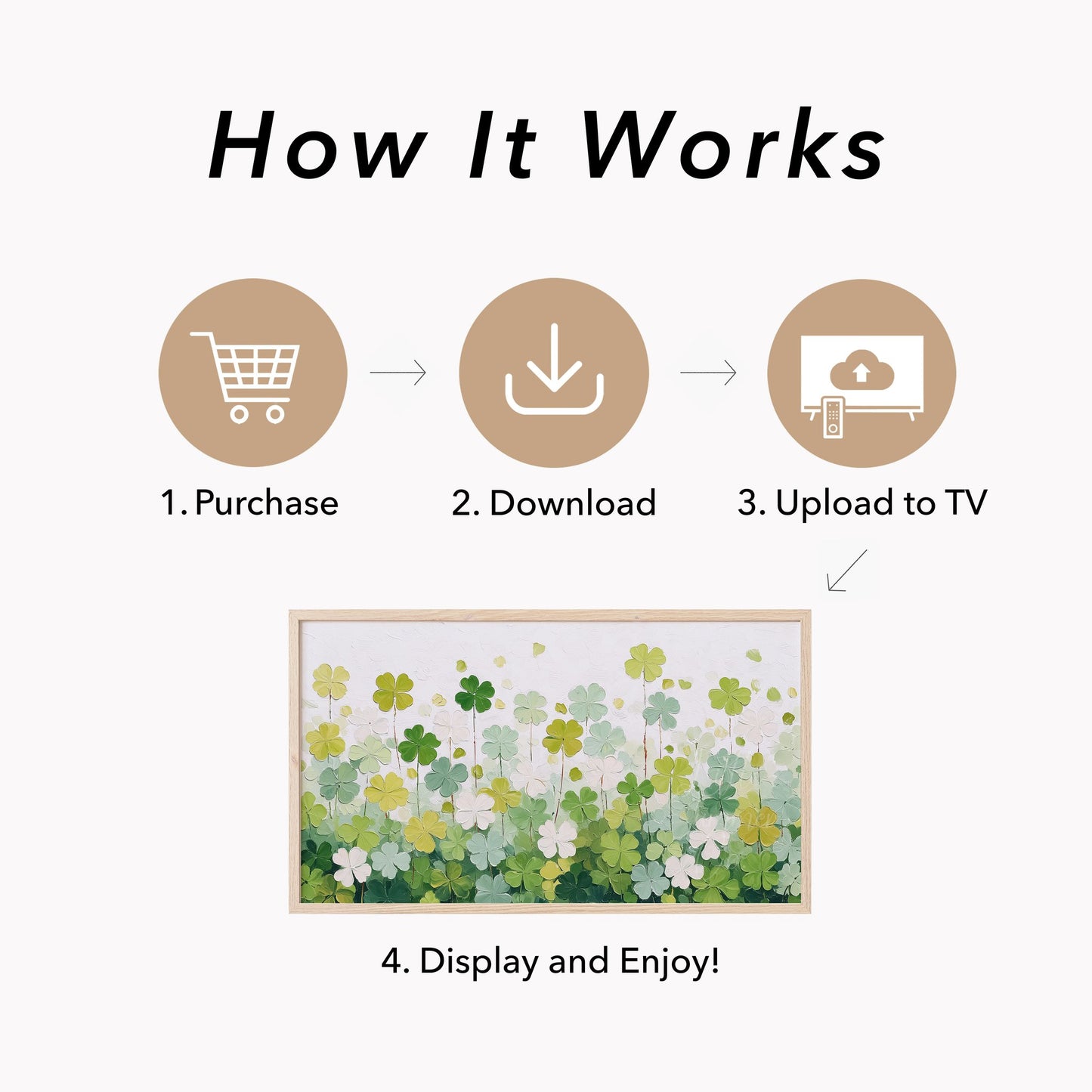 Clover Flower Meadow Frame TV Art displayed on a TV