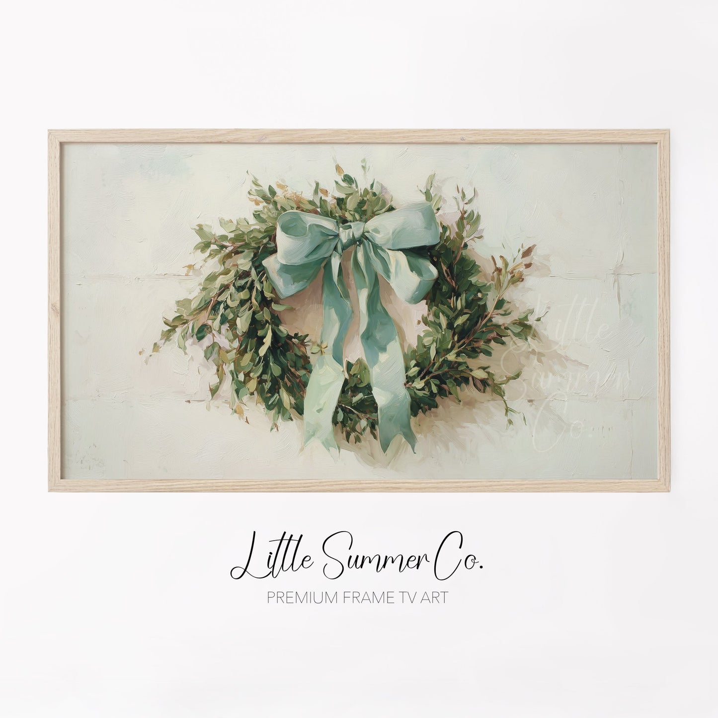Greenery Wreath Frame TV Art displayed on a TV