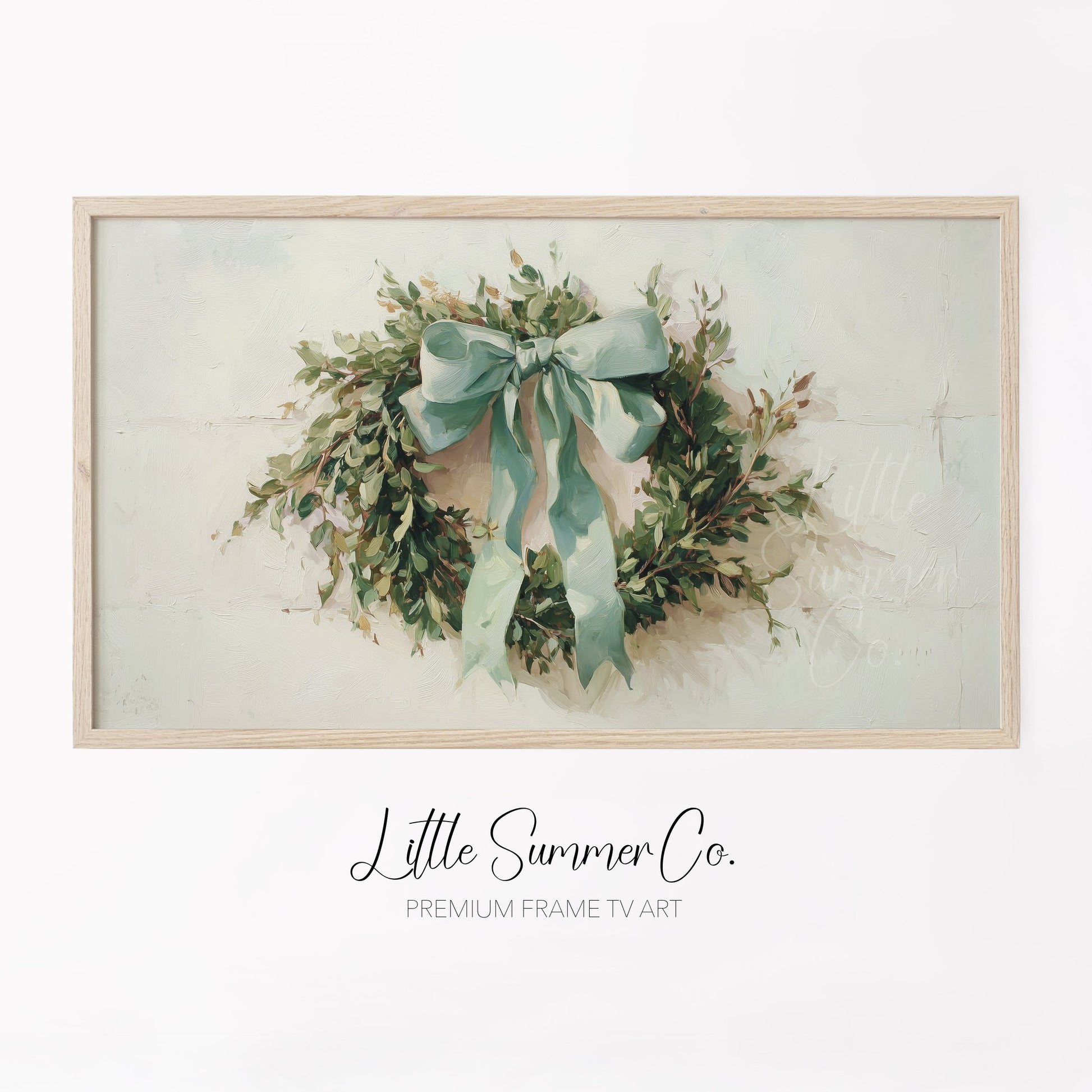 Greenery Wreath Frame TV Art displayed on a TV