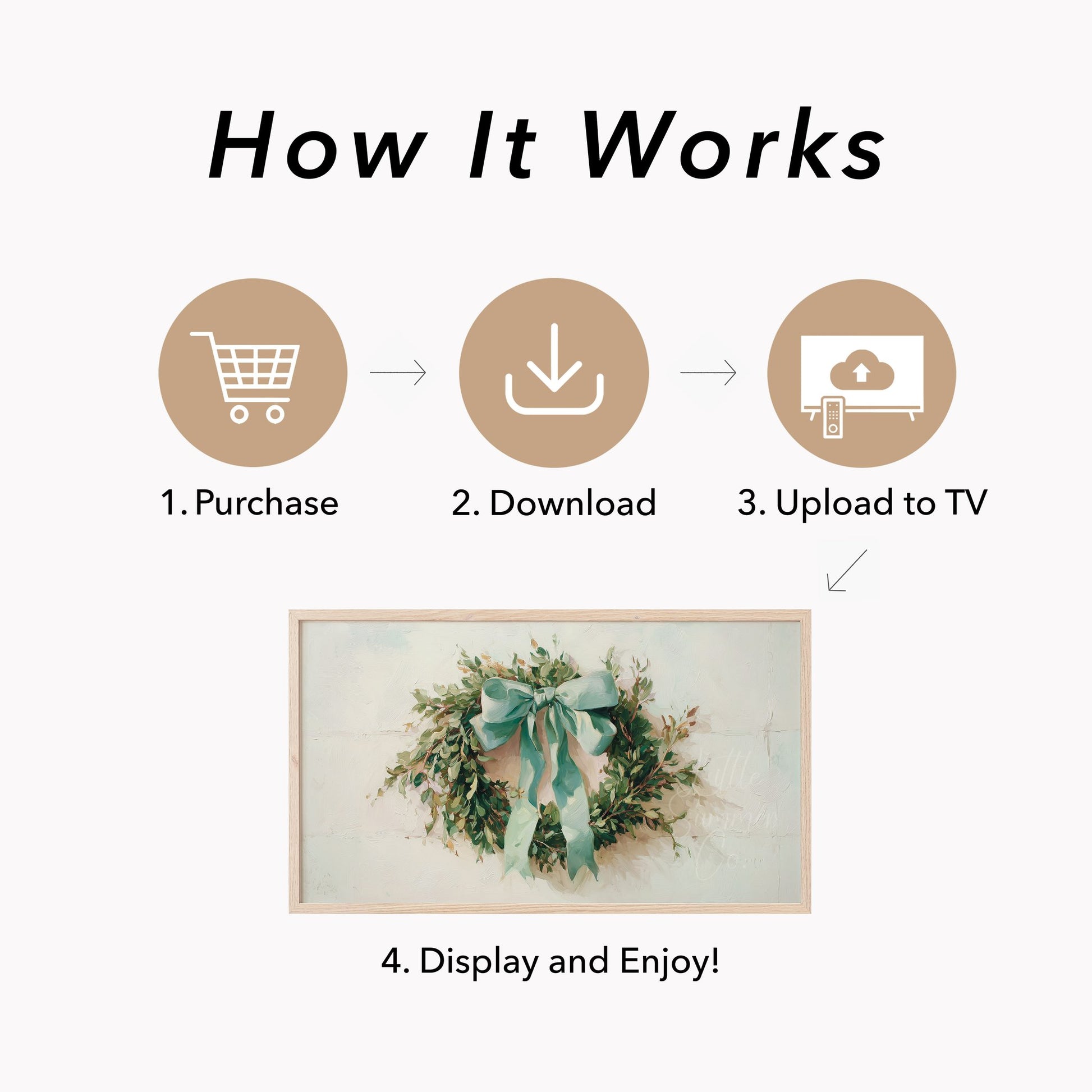 Greenery Wreath Frame TV Art displayed on a TV