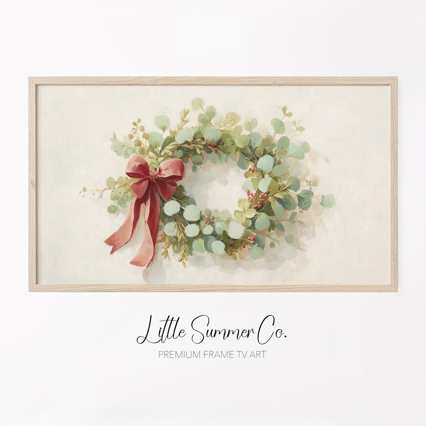 Holiday Wreath Frame TV Art displayed on a TV