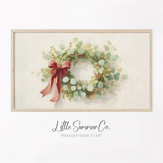 Holiday Wreath Frame TV Art displayed on a TV