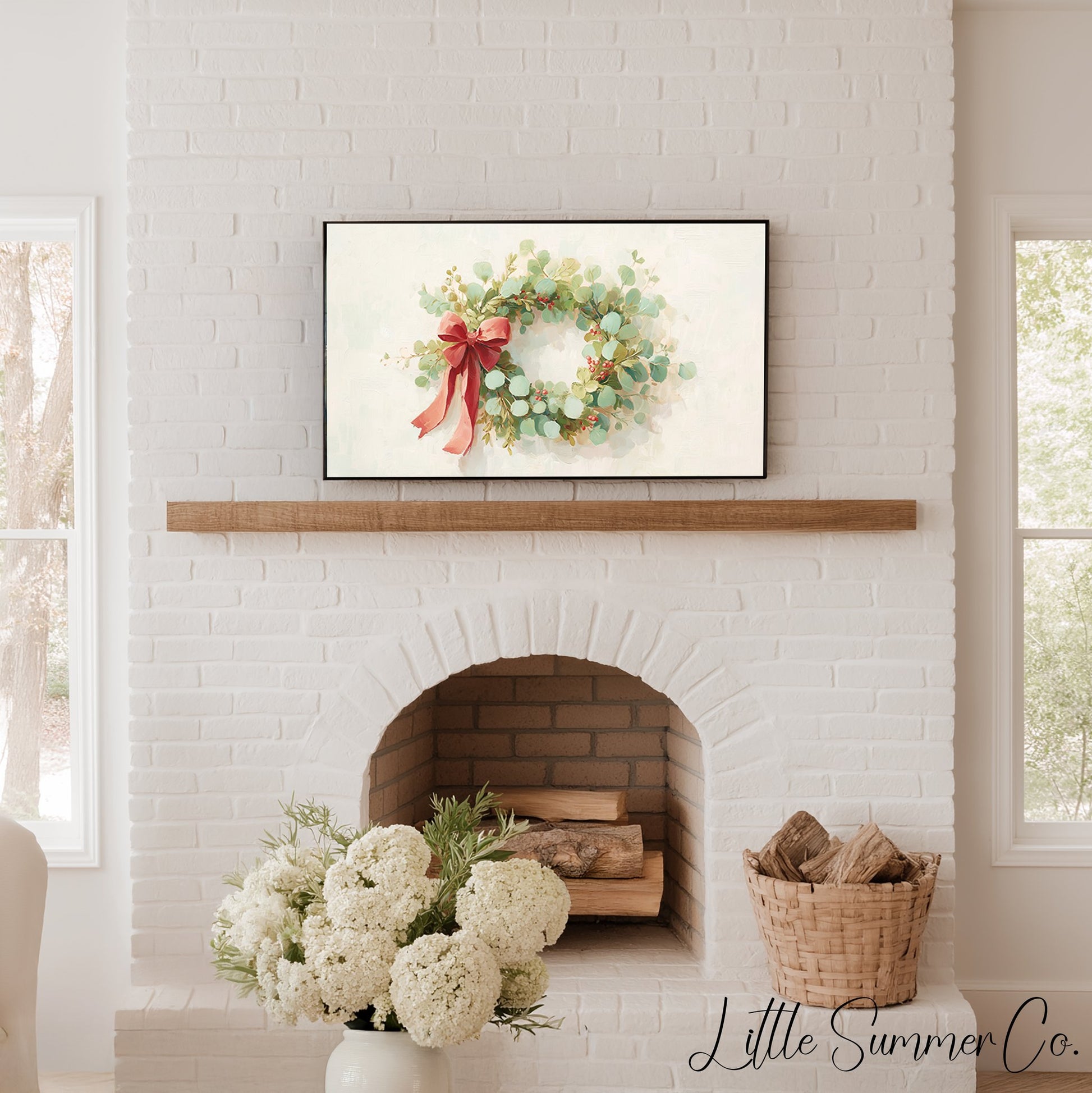 Holiday Wreath Frame TV Art displayed on a TV