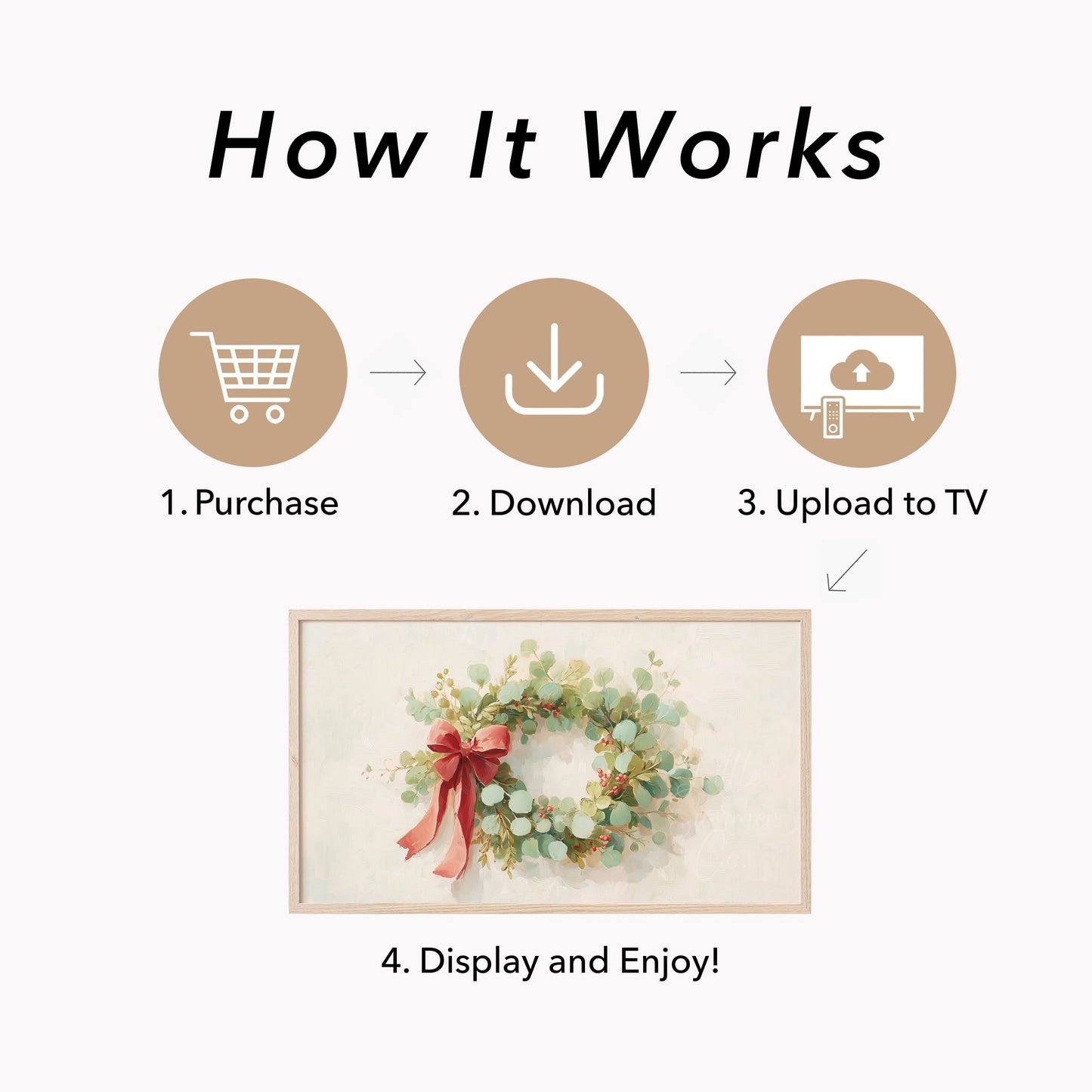 Holiday Wreath Frame TV Art displayed on a TV