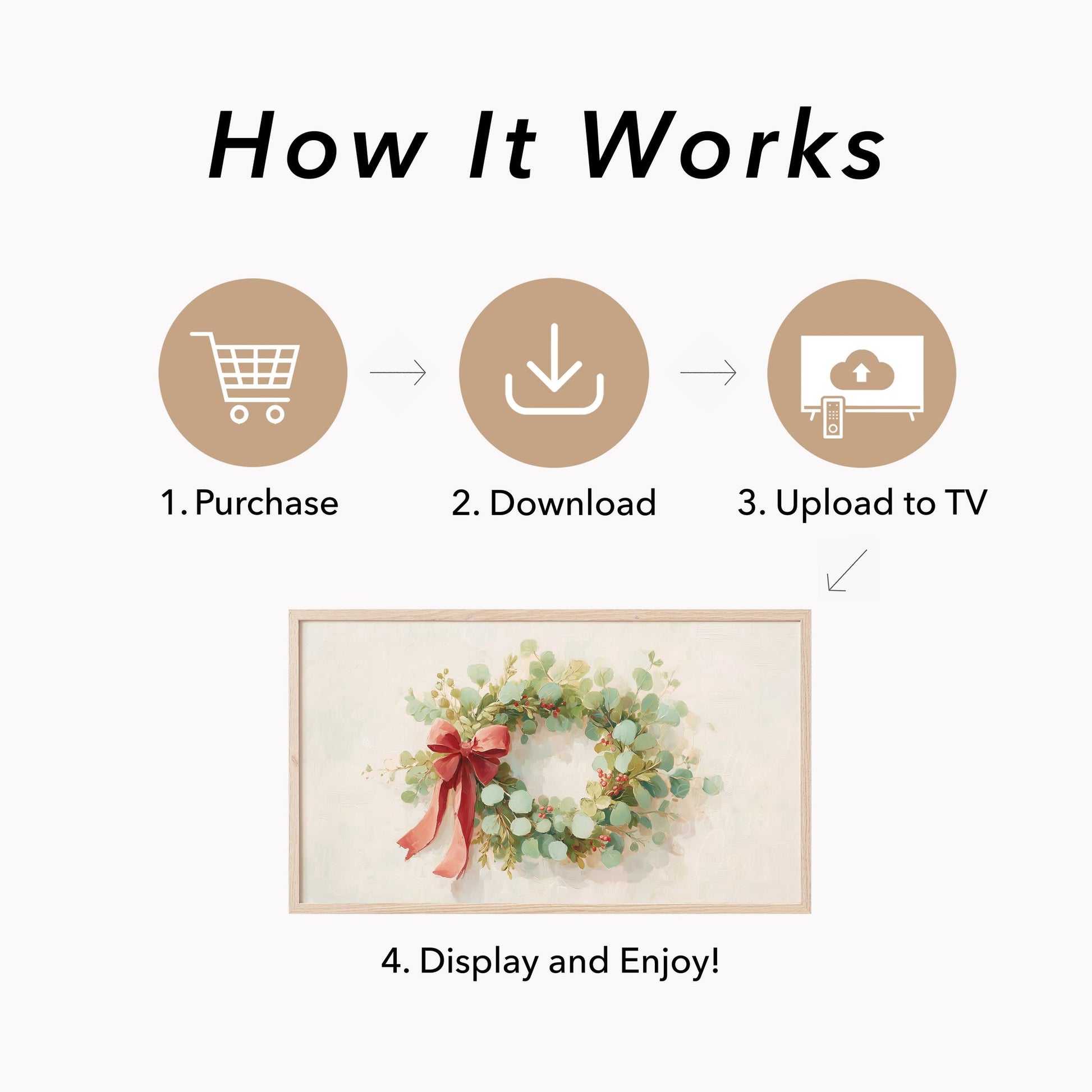 Holiday Wreath Frame TV Art displayed on a TV