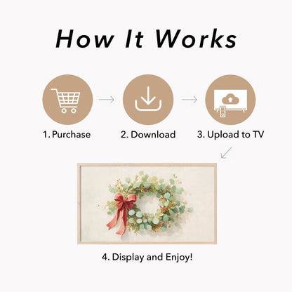 Holiday Wreath Frame TV Art displayed on a TV