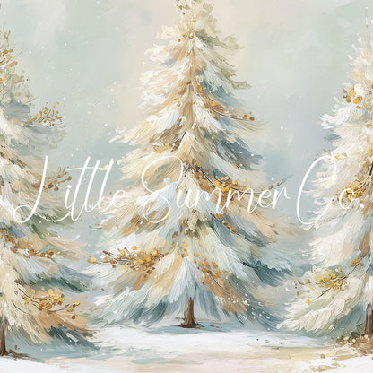 Frosted Pine Tree Trio Frame TV Art displayed on a TV