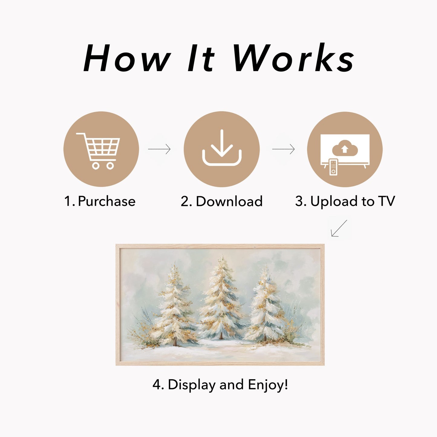 Frosted Pine Tree Trio Frame TV Art displayed on a TV