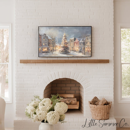 Christmas Village Frame TV Art displayed on a TV