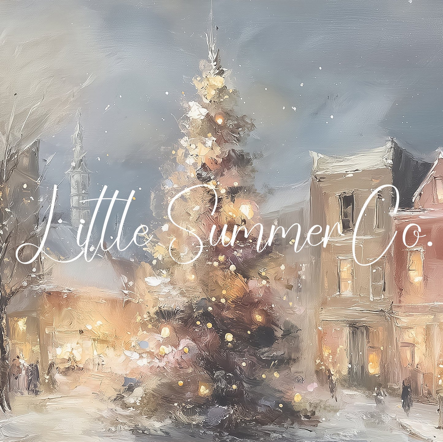 Christmas Village Frame TV Art displayed on a TV