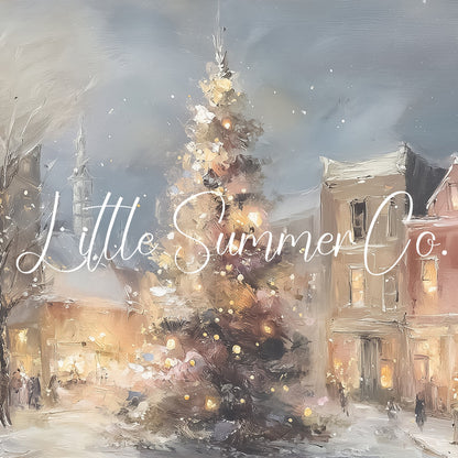 Christmas Village Frame TV Art displayed on a TV