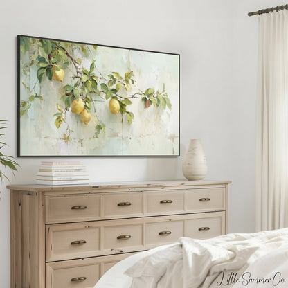 Lemon Branches Frame TV Art displayed on a TV