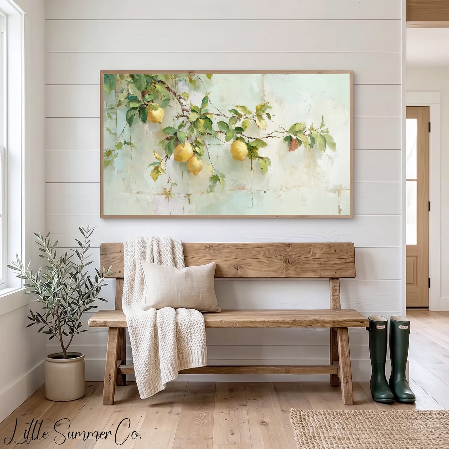 Lemon Branches Frame TV Art displayed on a TV