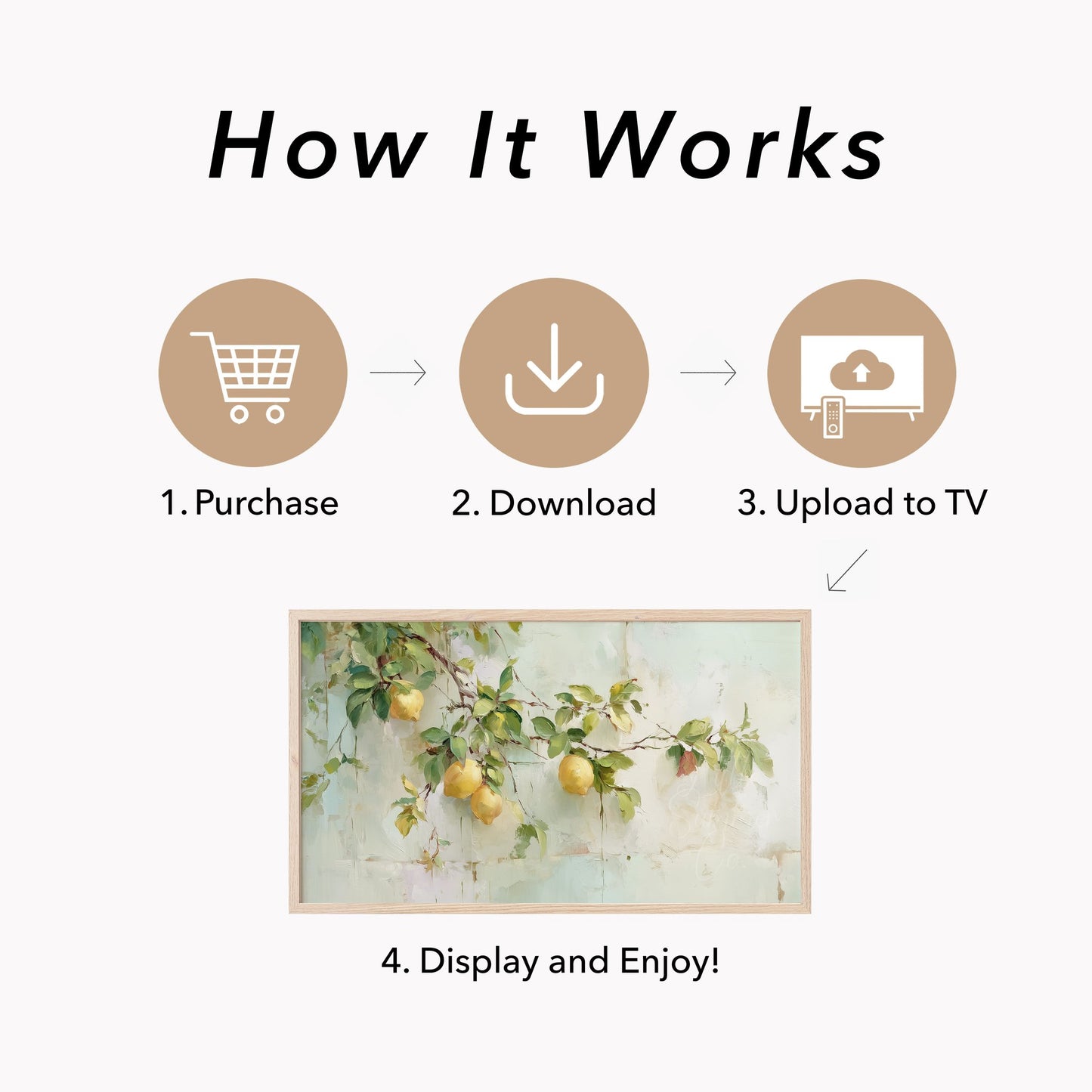 Lemon Branches Frame TV Art displayed on a TV