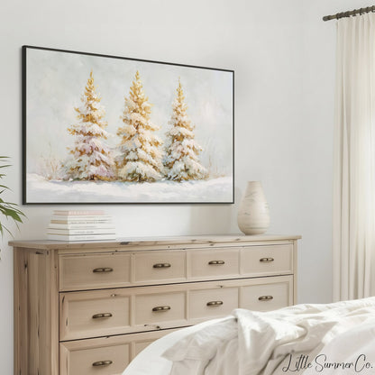 Golden Pines Frame TV Art displayed on a TV