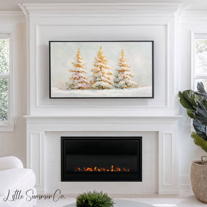 Golden Pines Frame TV Art displayed on a TV