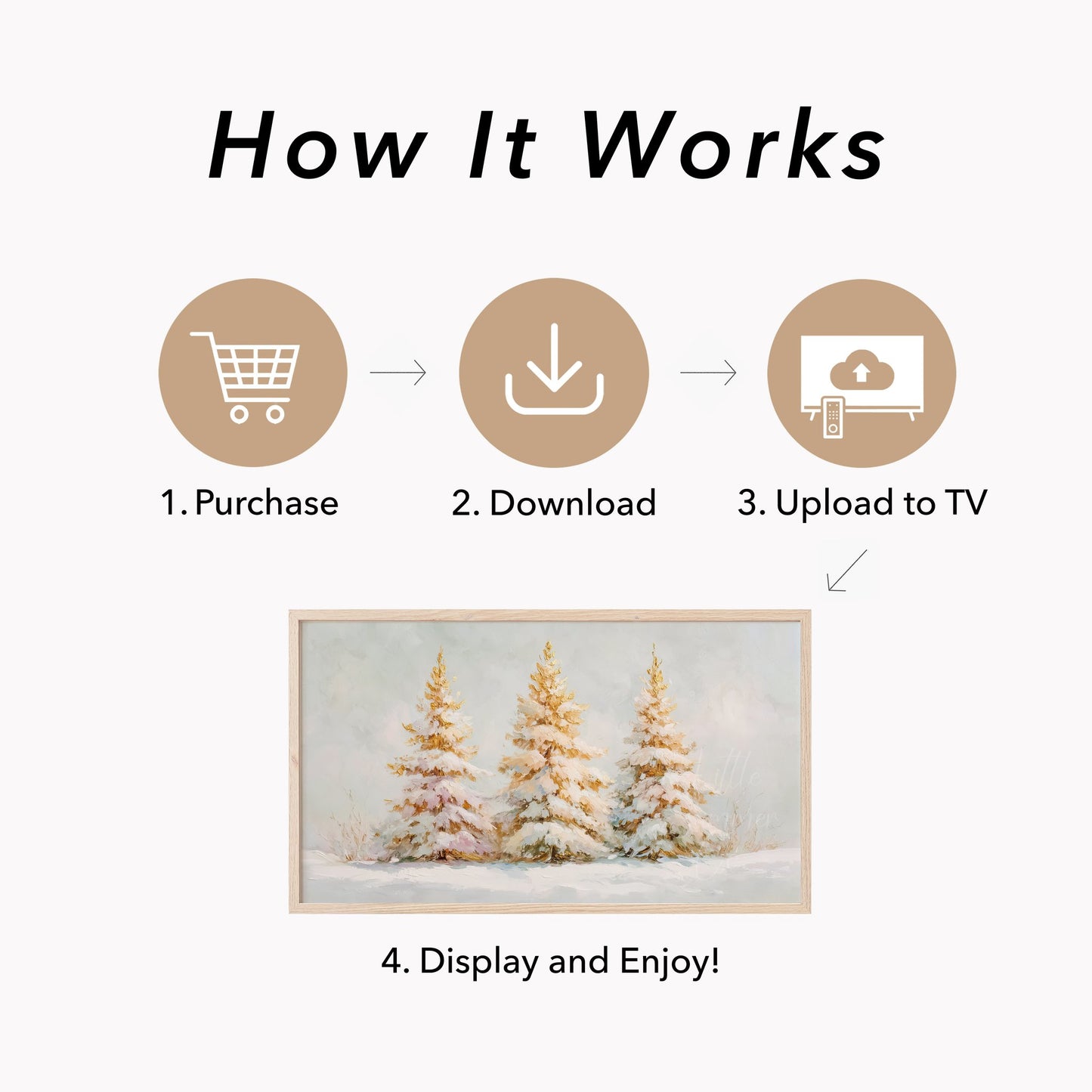 Golden Pines Frame TV Art displayed on a TV