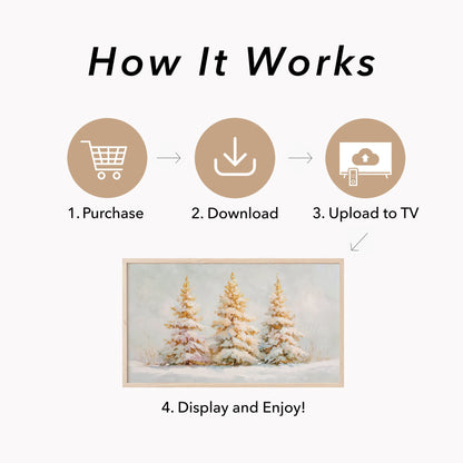 Golden Pines Frame TV Art displayed on a TV