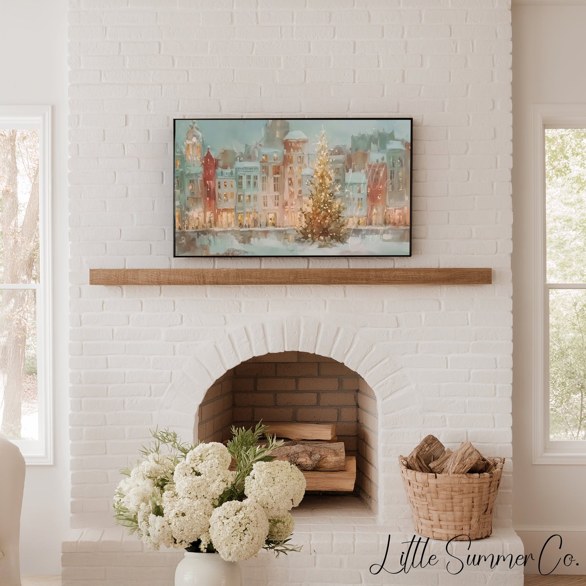 Christmas City Frame TV Art displayed on a TV