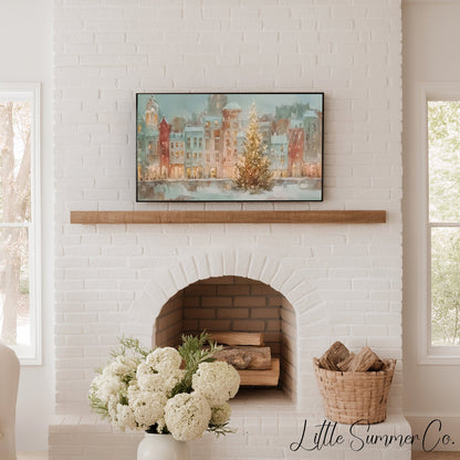 Christmas City Frame TV Art displayed on a TV