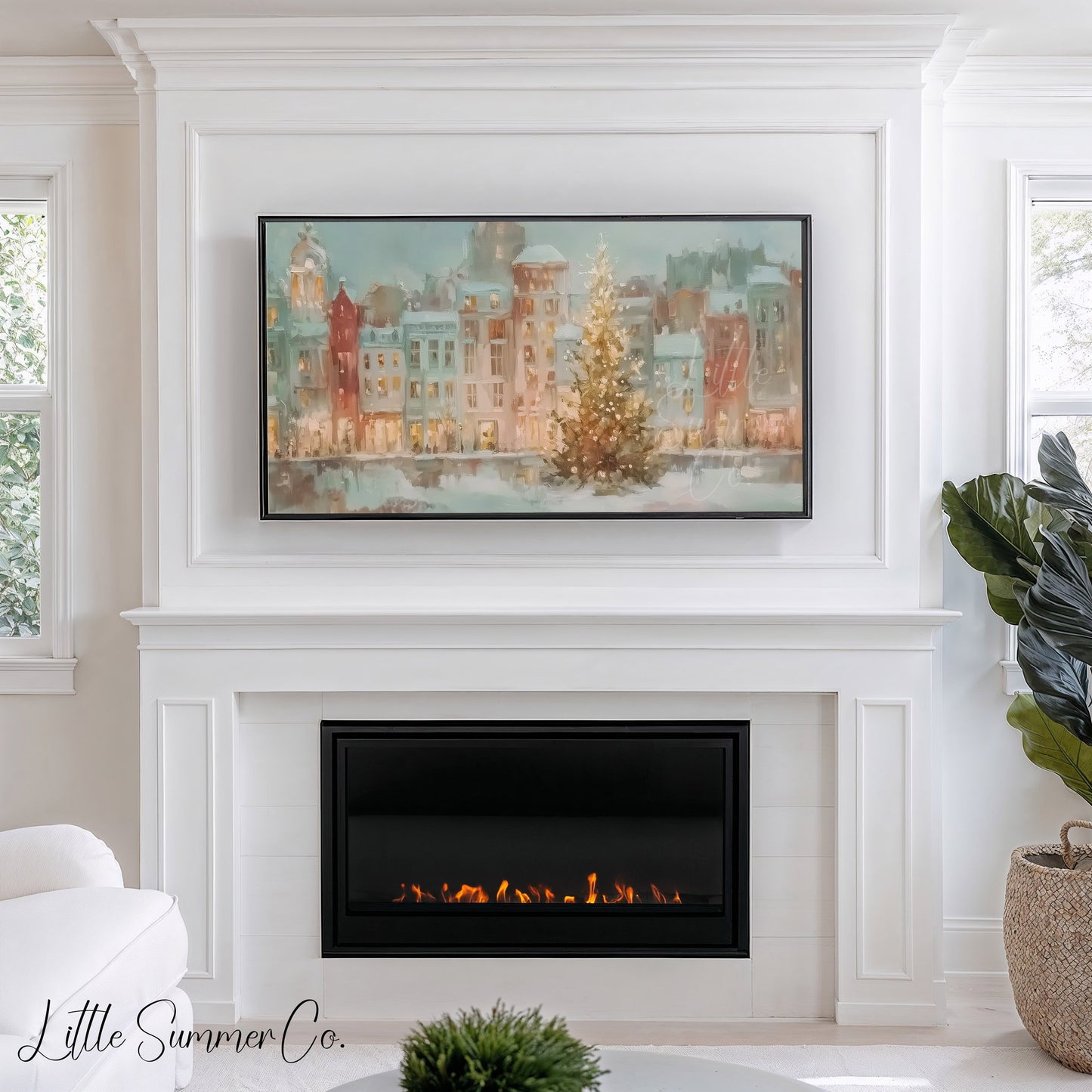 Christmas City Frame TV Art displayed on a TV