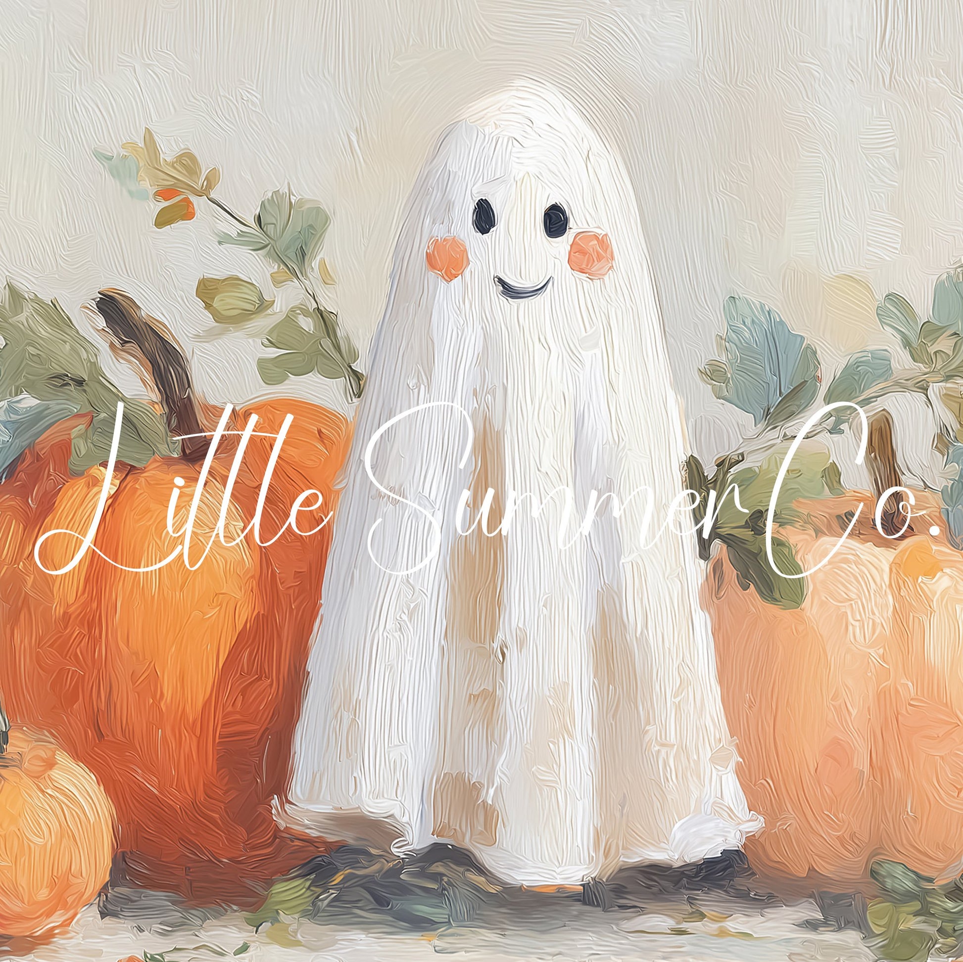 Ghost and Orange Pumpkins Frame TV Art displayed on a TV