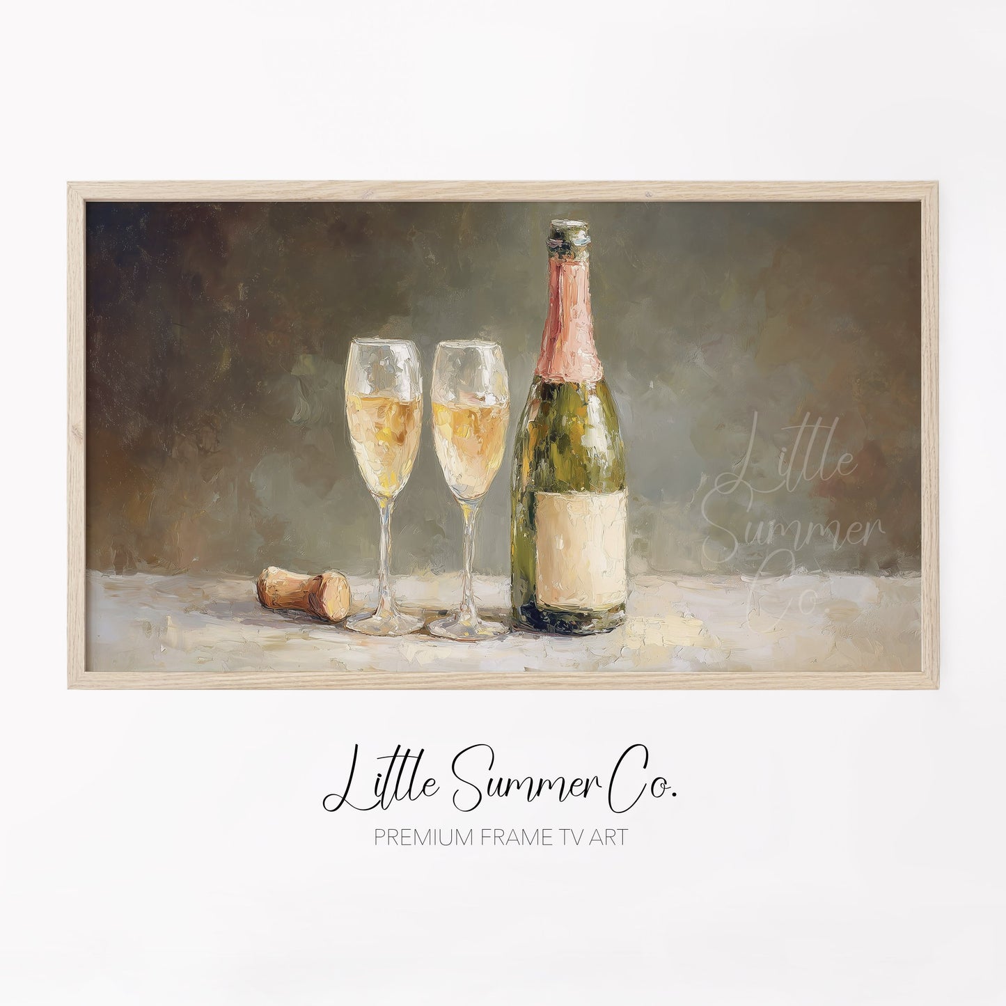 Champagne Toast Frame TV Art displayed on a TV