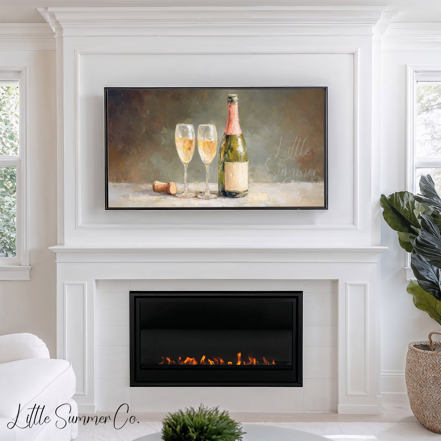Champagne Toast Frame TV Art displayed on a TV
