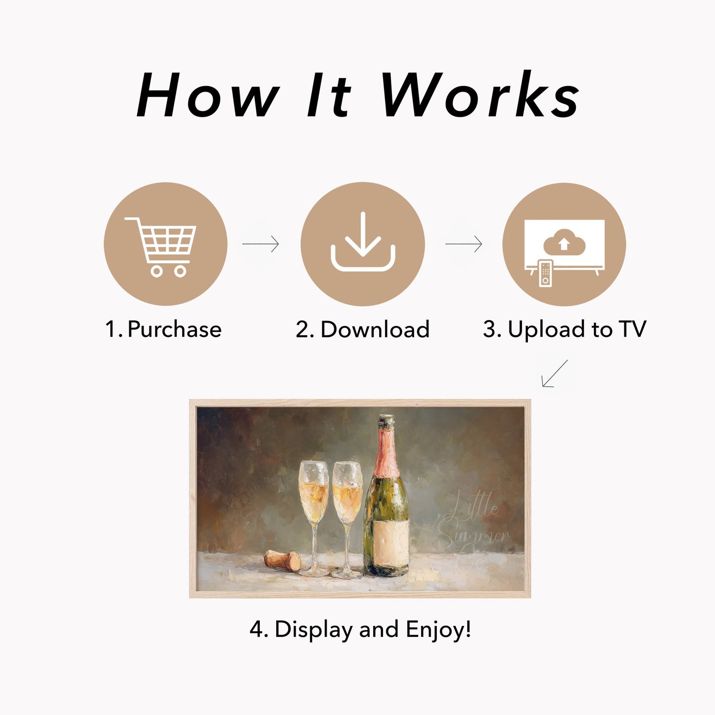 Champagne Toast Frame TV Art displayed on a TV