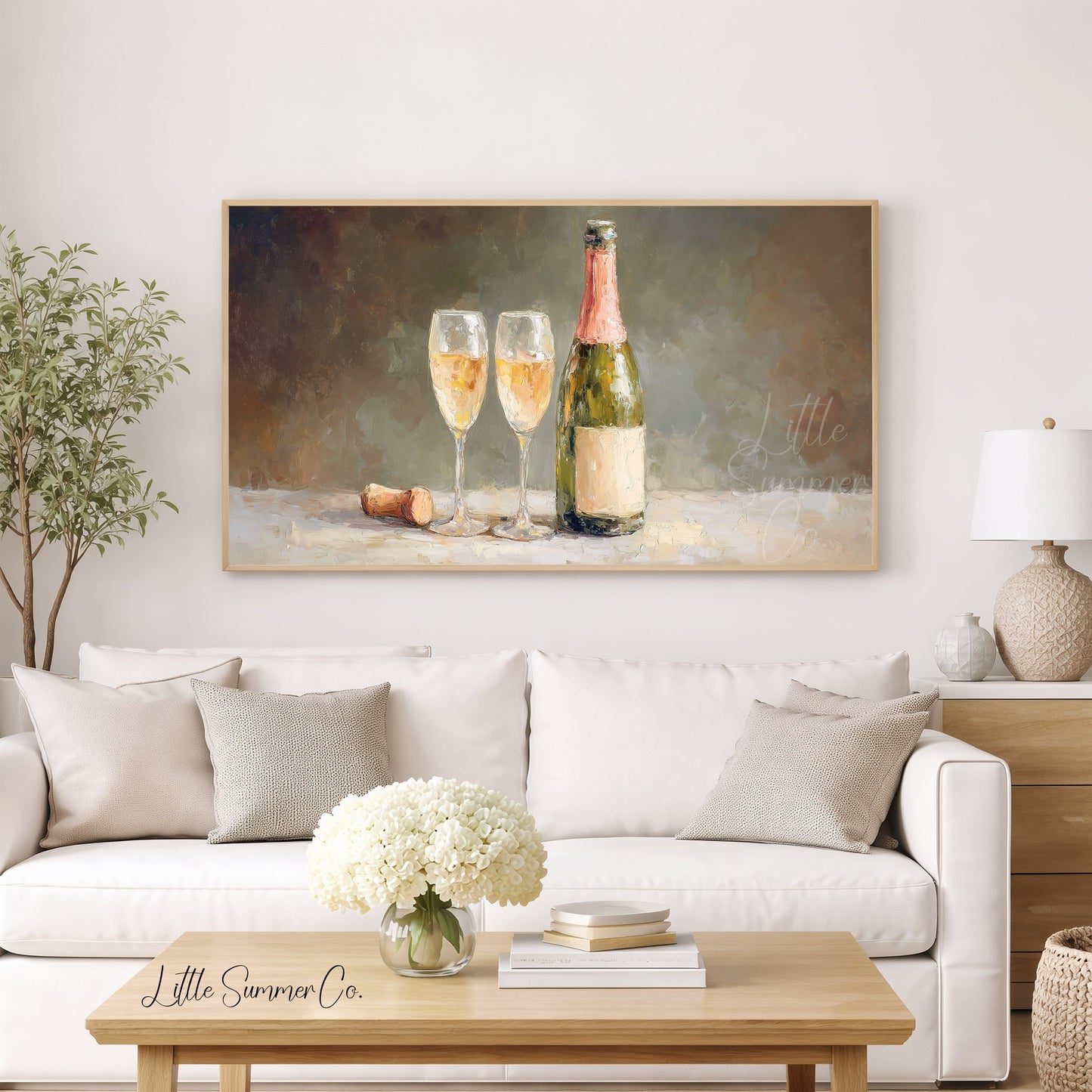 Champagne Toast Frame TV Art displayed on a TV