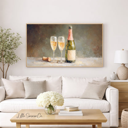 Champagne Toast Frame TV Art displayed on a TV