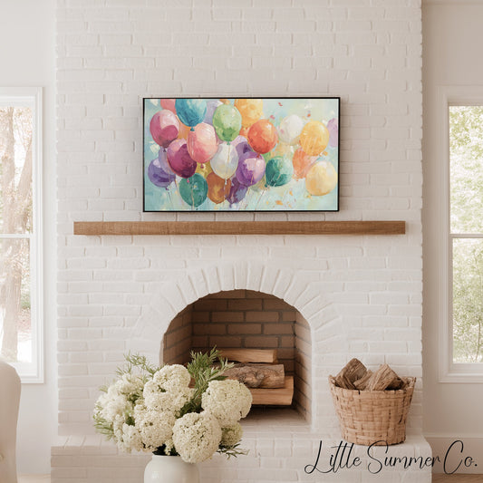 Colorful Balloons Frame TV Art displayed on a TV