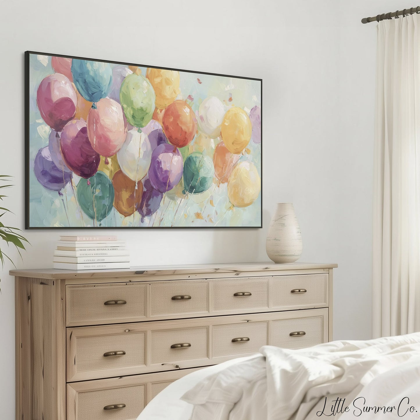 Colorful Balloons Frame TV Art displayed on a TV