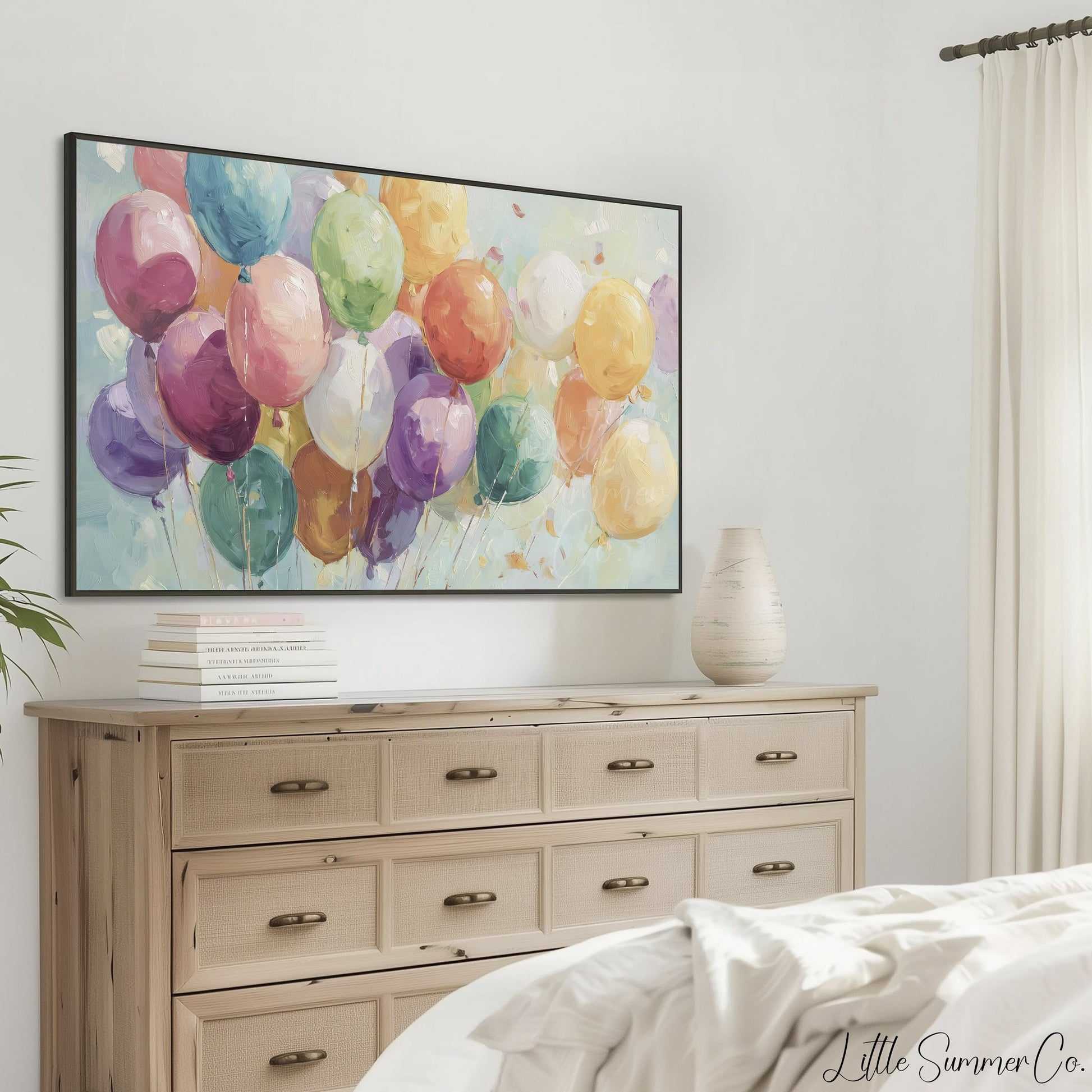 Colorful Balloons Frame TV Art displayed on a TV