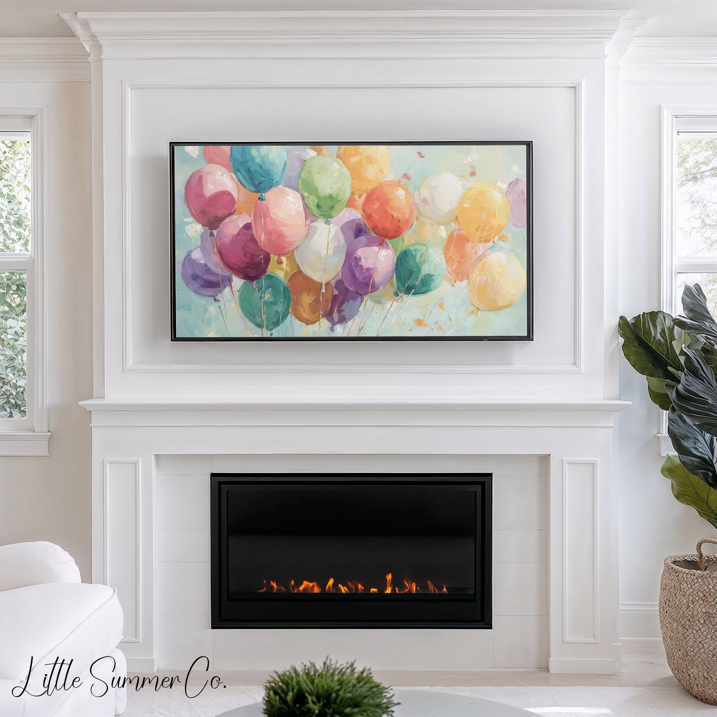 Colorful Balloons Frame TV Art displayed on a TV