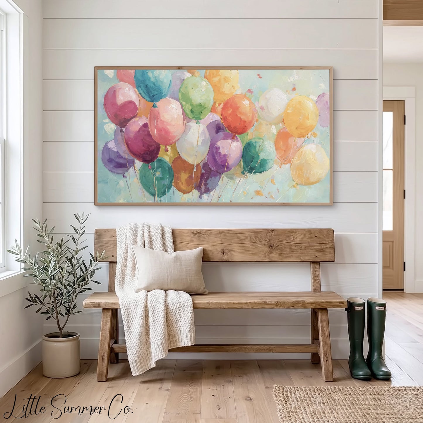 Colorful Balloons Frame TV Art displayed on a TV