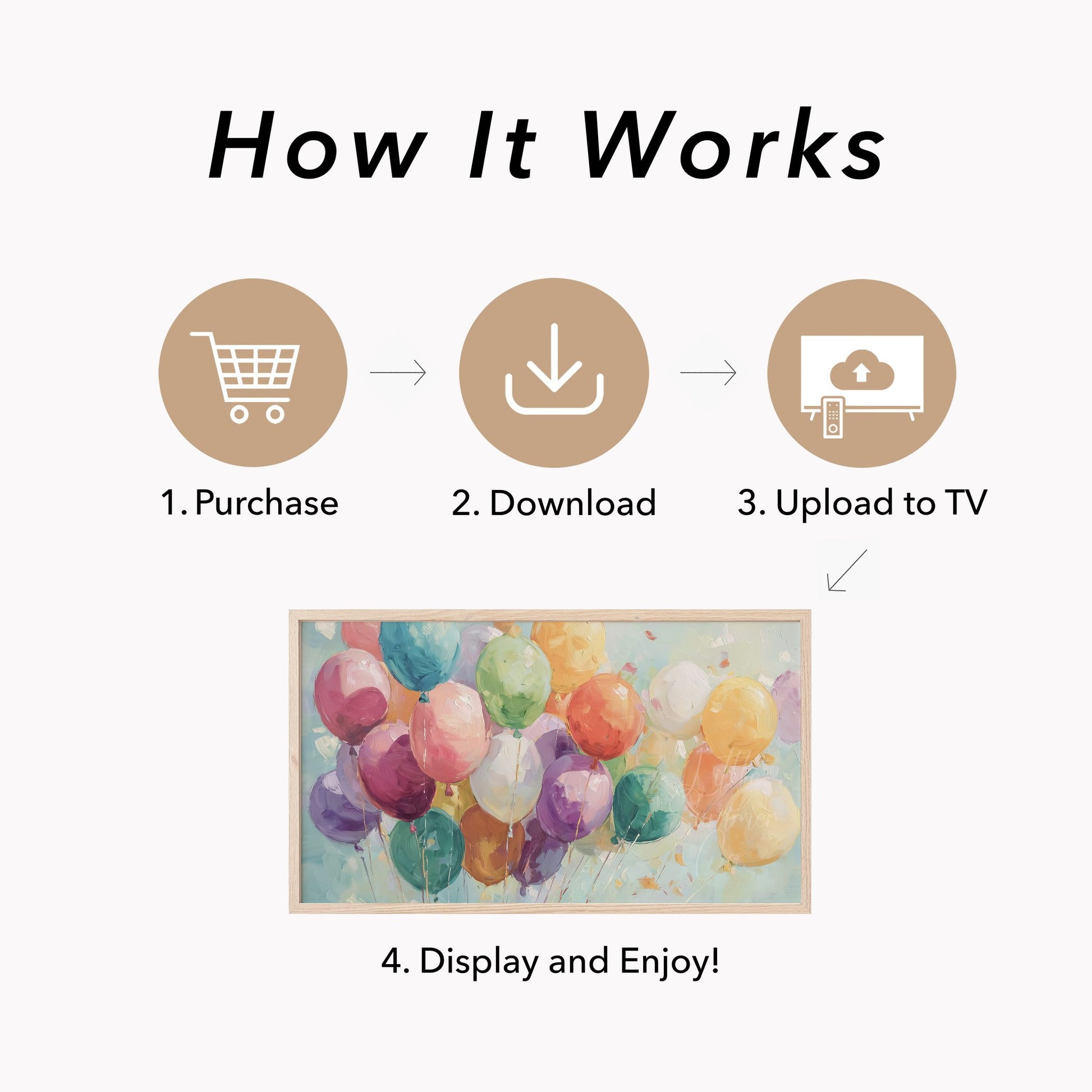 Colorful Balloons Frame TV Art displayed on a TV
