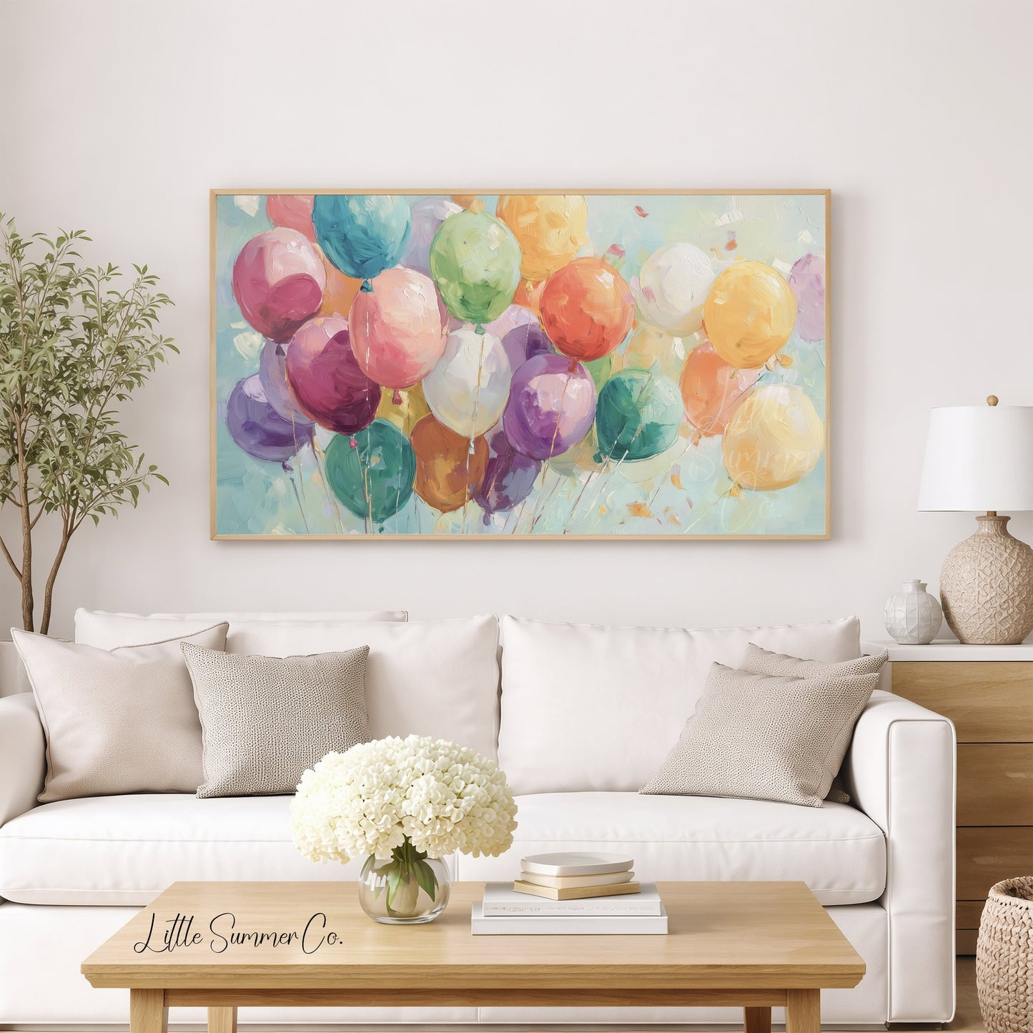 Colorful Balloons Frame TV Art displayed on a TV