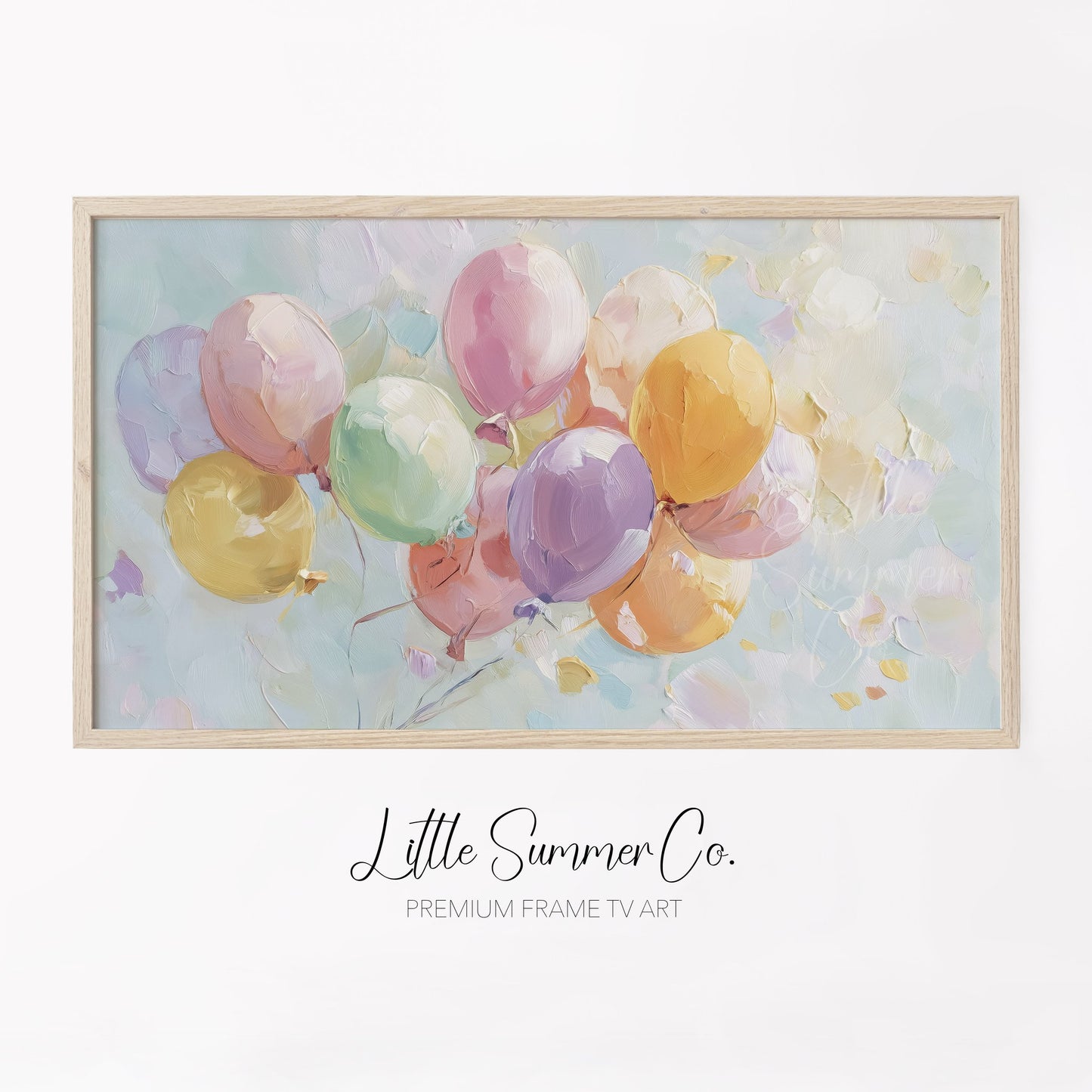 Pastel Balloons Frame TV Art displayed on a TV