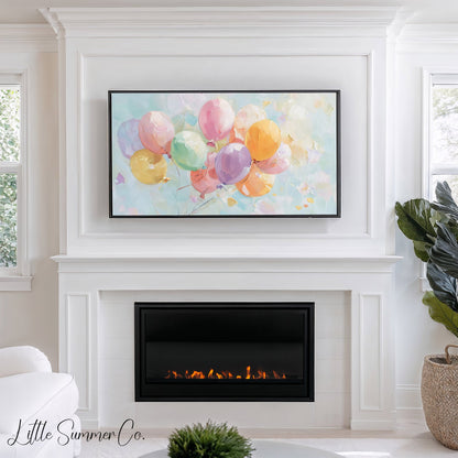 Pastel Balloons Frame TV Art displayed on a TV