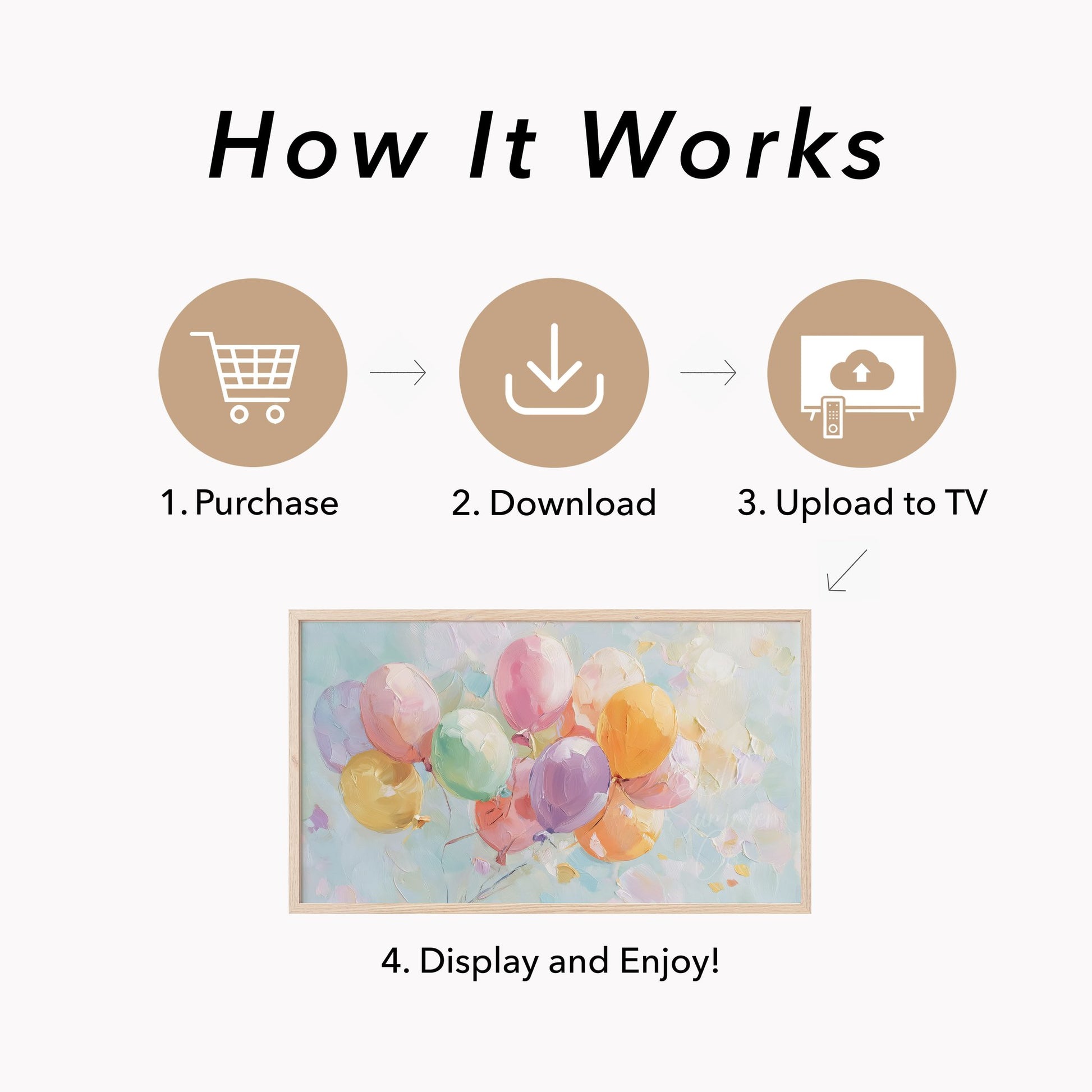Pastel Balloons Frame TV Art displayed on a TV